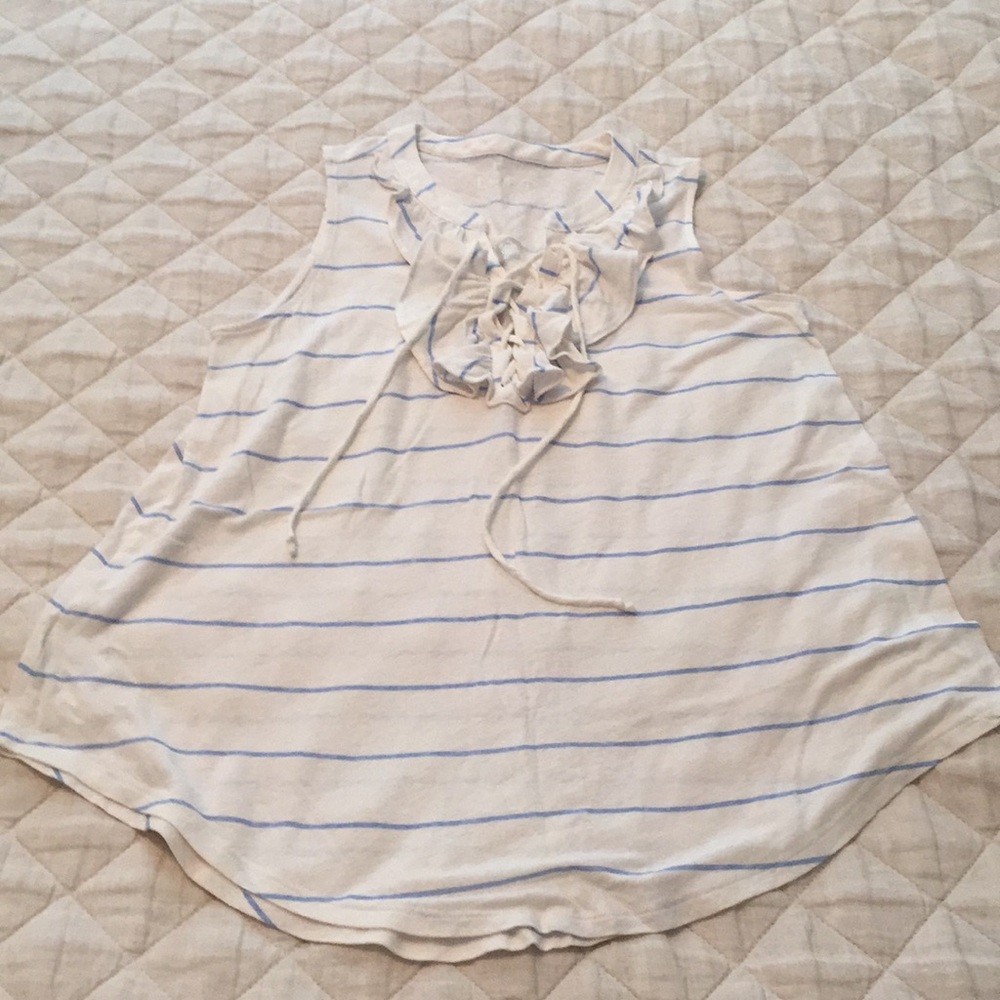 Loft cream and blue stripe tank